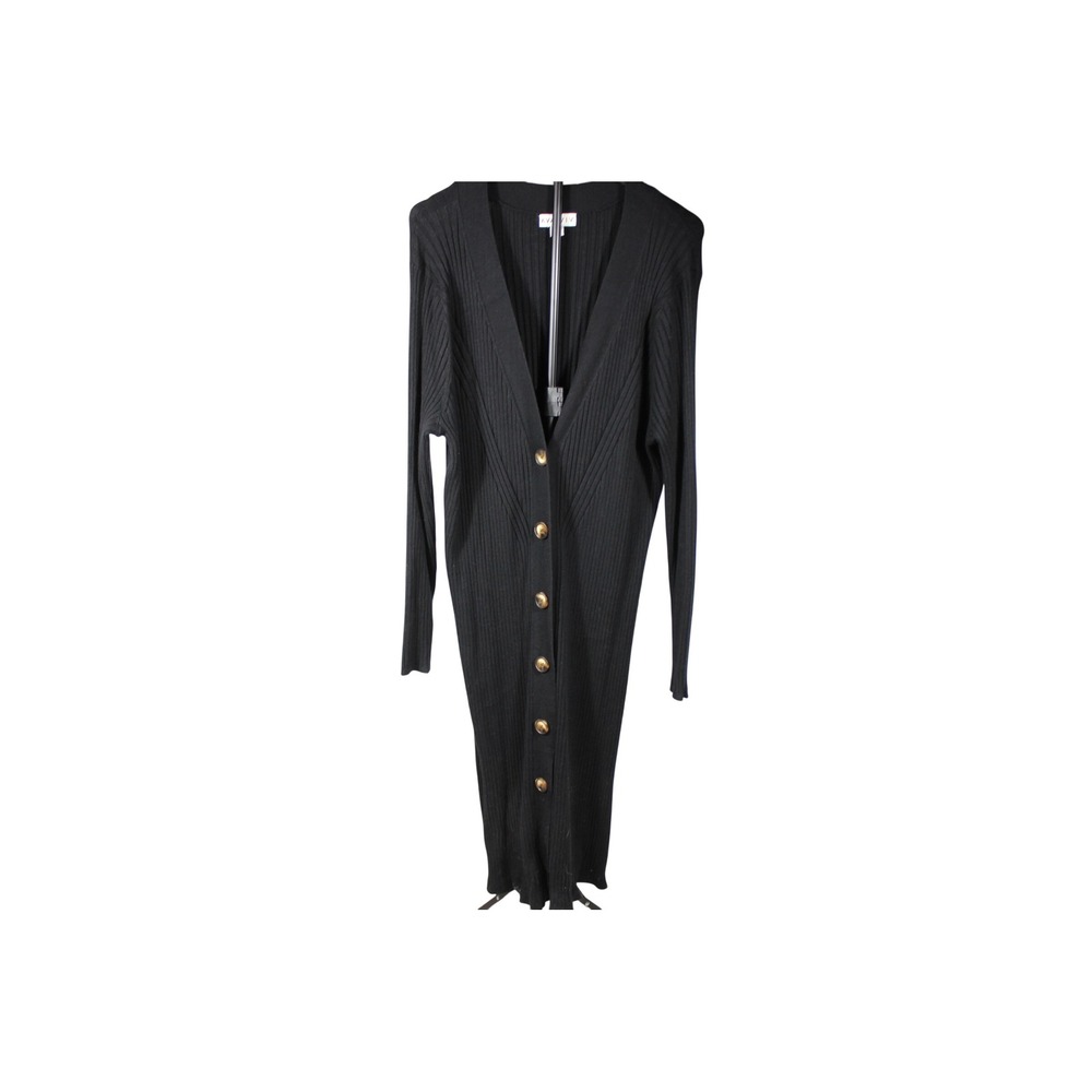 Ava & Viv Black Ribbed Knit Button Down Cardigan Sweater Dress Plus Size 3X